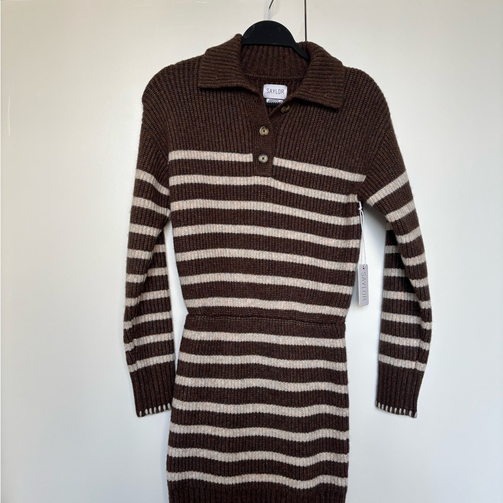 Saylor Brown Striped Knit Dress